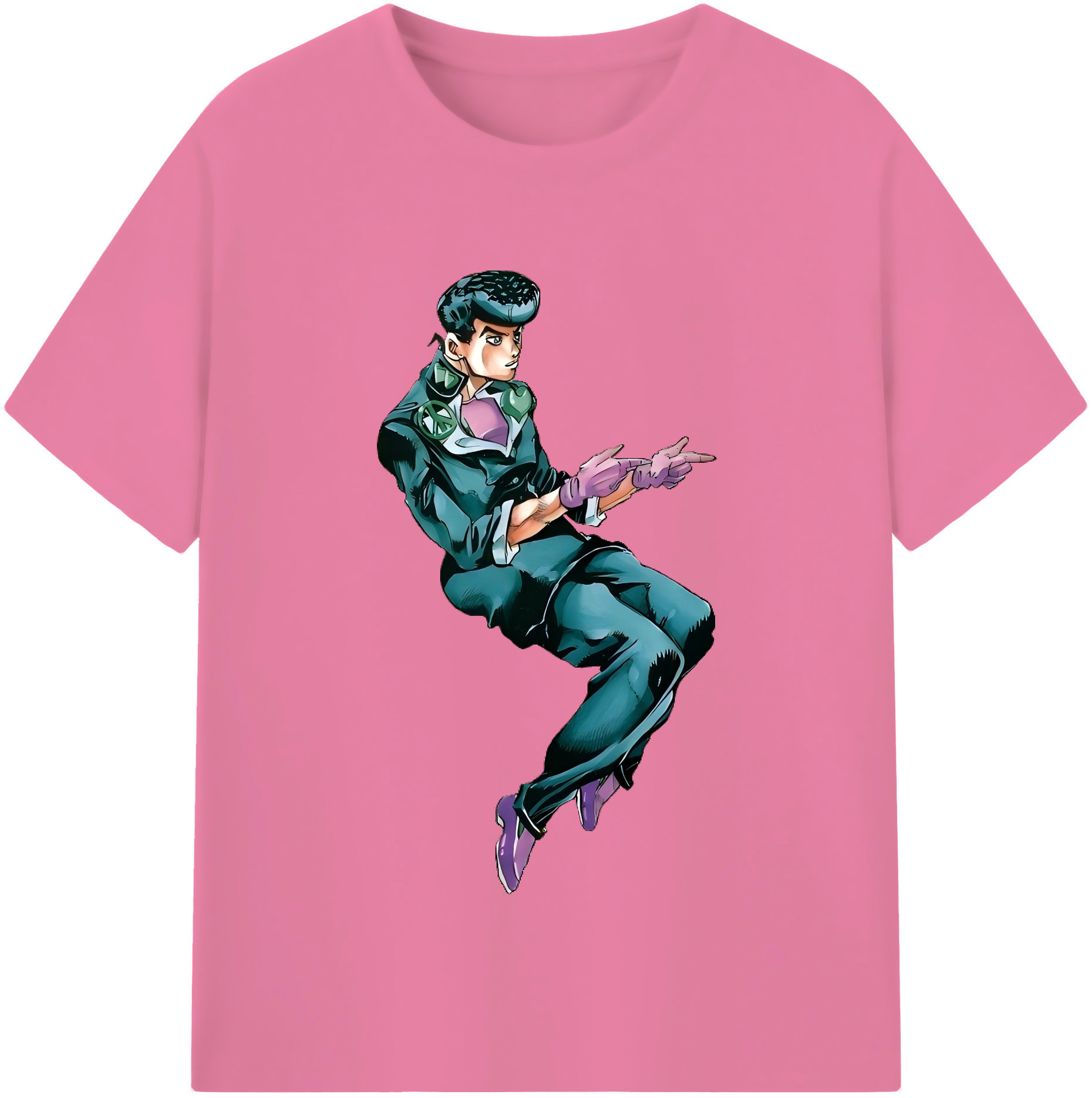 （画像用） ジョジョの奇妙な冒険 ひがしかた じょうすけ JoJo's Bizarre Adventure Higashikata Josuke 綿100％半袖Tシャツ（フロントプリント）